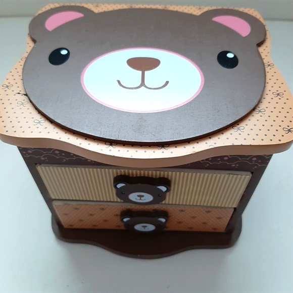 Girl's Bear Wooden Jewelry Box - Picture 1 of 10